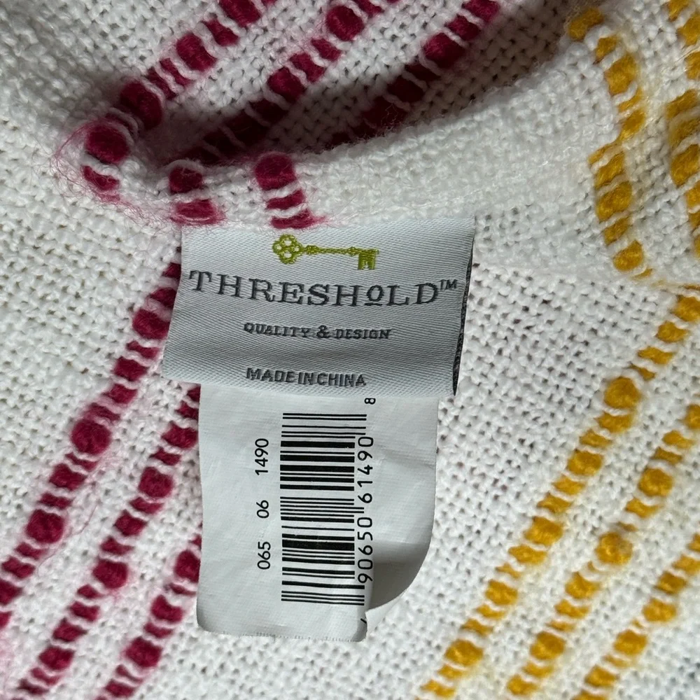 THRESHOLD TEXTURED STRIPE BOHO LIGHTWEIGHT TASSELED THROW BLANKET